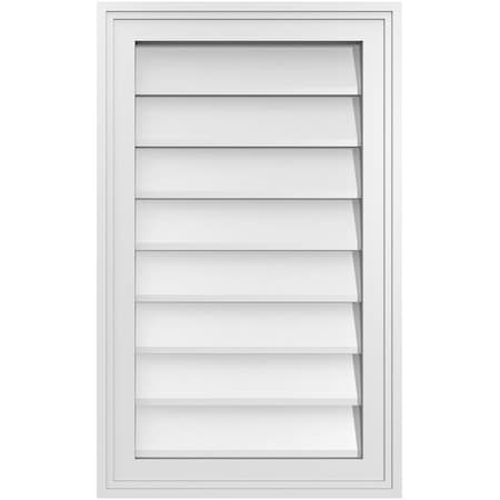 Ekena Millwork Vertical Surface Mount PVC Gable Vnt: Non-Functional, w/2"W x 1-1/2"H, Brickmould Frame, 16"W x 26"H GVPVE16X2602SN